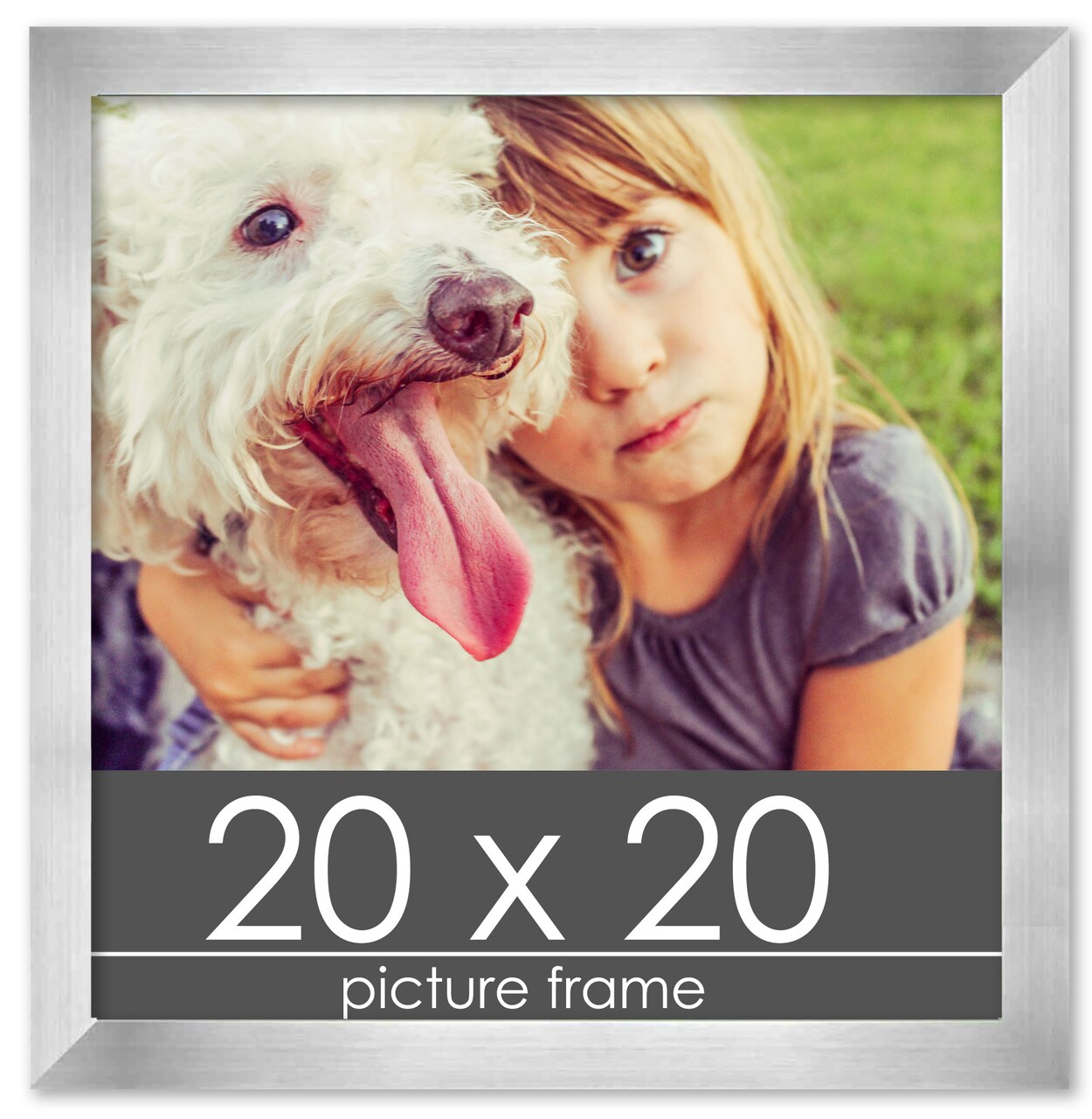 20x20 Solid Wood Picture Frame with UV-Resistant Acrylic & Acid-Free Backing, Available in 6 Finishes: Matte Black, Matte White, Metallic Bronze, Silver, Natural Wood Grain & Mahogany